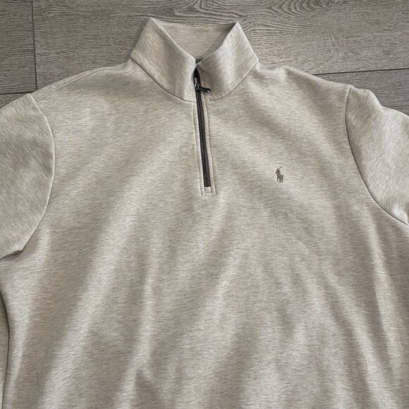Polo Ralph Lauren Sweater Men XXL Tan Pullover Quarter Zip Sweatshirt Casual - Picture 3 of 8